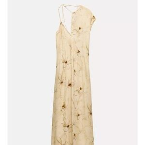 Zara One Shoulder Floral Cream Dress